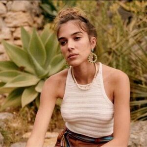 Sezane White Sleeveless Knit Top